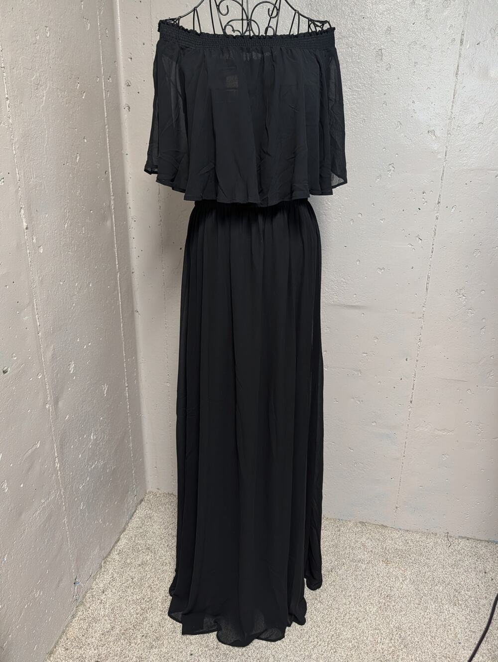 Show Me Your Mumu Hacienda Black Off Shoulder Flutter Maxi Dress XL